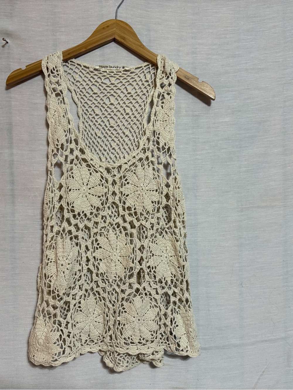 Hippie Laundry Crochet Boho Tank Top Cream Large